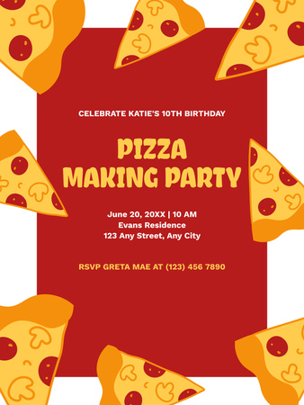 Pizza Making Party Announcement Poster US Modelo de Design