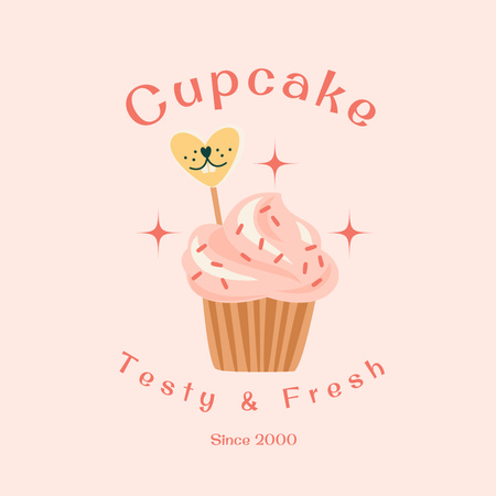 Bakery Ad with Delicious Cupcake Logo Design Template