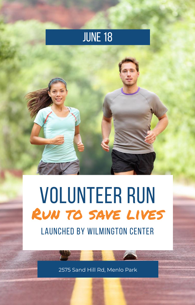 Announcement of Volunteer Run Outdoor in Summer Invitation 4.6x7.2in Šablona návrhu