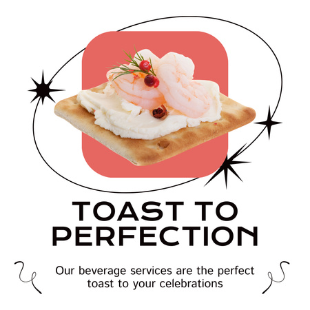 Ontwerpsjabloon van Instagram van Cateringdiensten advertentie met smakelijke canapé