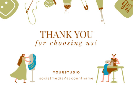 Sewing Studio Thank You Message Card Design Template