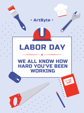 Worthy Labor Day Celebration With Quote Poster US Design Template