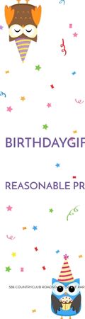 Birthday Gifts Offer Party Owls Skyscraper Design Template