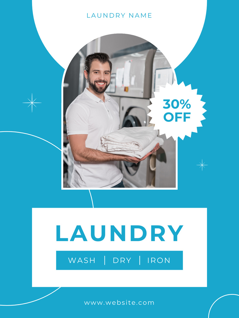 Offer Discounts on Laundry Service Poster US Modelo de Design
