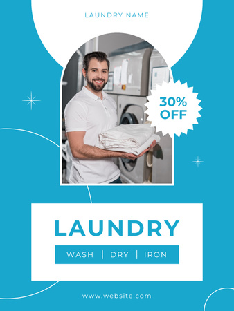 Platilla de diseño Offer Discounts on Laundry Service Poster US