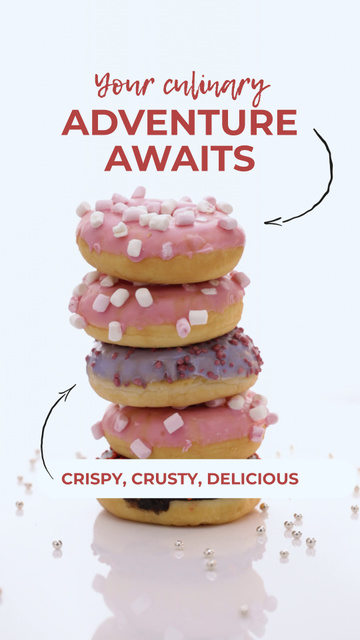 Culinary Adventure Ad with yummy Donuts Instagram Video Story Modelo de Design