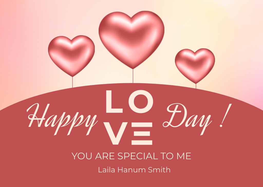 Template di design Love-filled Valentine's Day Cheers with Hearts Balloons Card