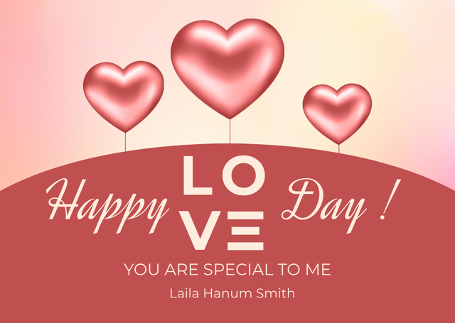 Love-filled Valentine's Day Cheers with Hearts Balloons Card Design Template