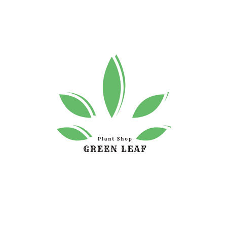 Flower Shop Services Ad with Green Leaves Logo Design Template