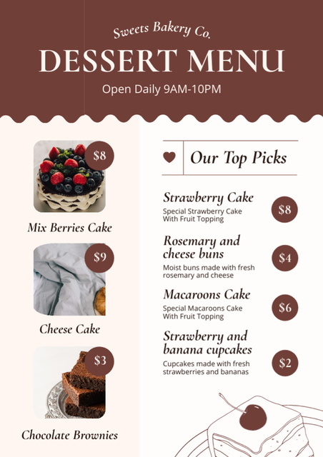 Template di design Desserts Offers in Pastry Shop Menu