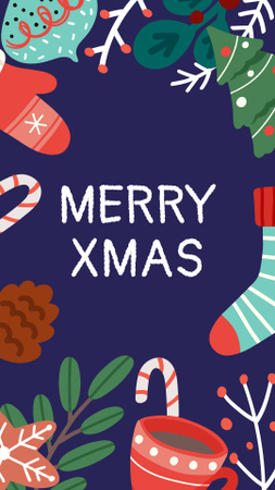 Cute Christmas Greeting on Dark Blue Instagram Story Design Template