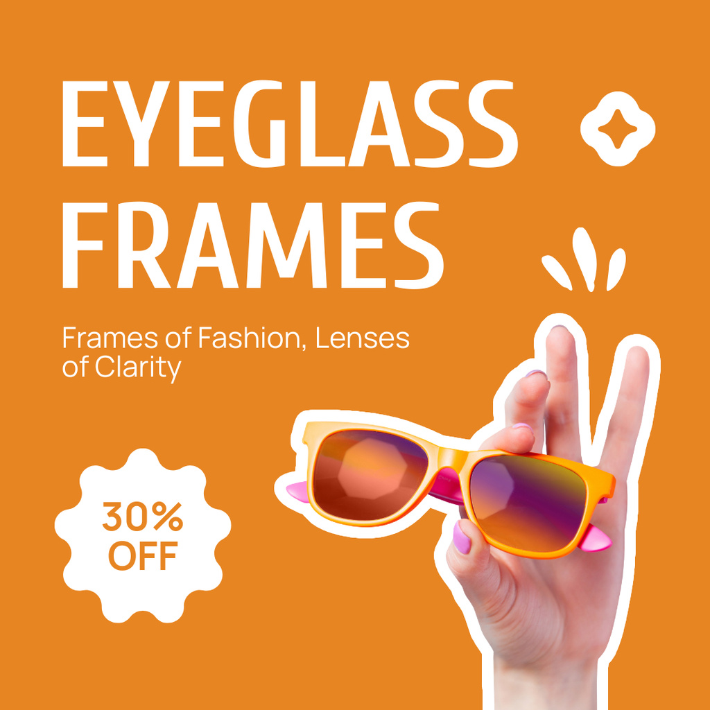 Discount Offer on Sunglasses in Hand Instagram AD Modelo de Design