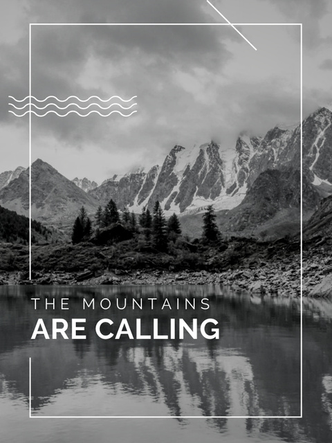 Travel Inspirational Quote with Scenic Mountains Lake Poster USデザインテンプレート