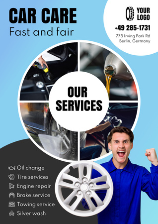 Plantilla de diseño de Oferta de servicios de automóviles Poster 