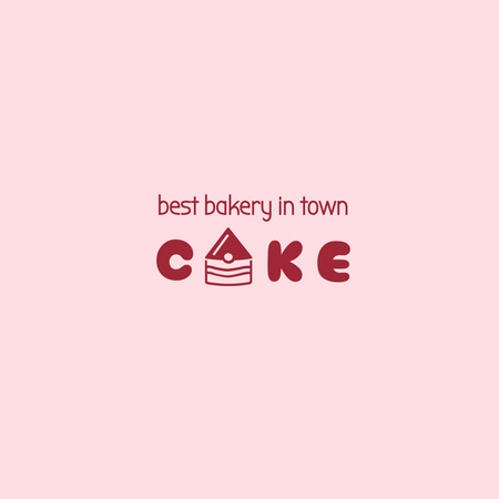 Best Bakery Ad with Chocolate Piece Of Cake Illustration Logo Design Template