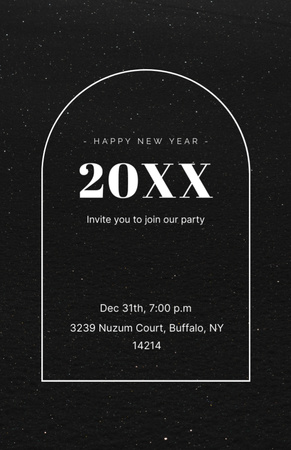 New Year Party on Black Invitation 5.5x8.5in Design Template