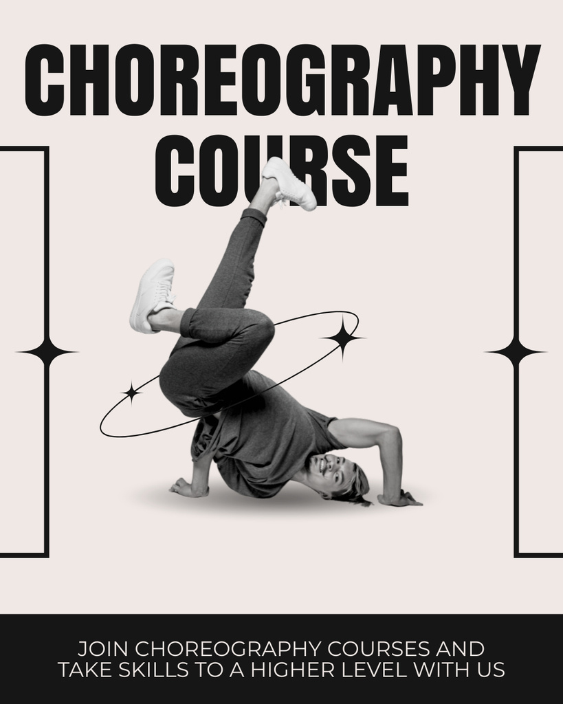 Promotion of Choreography Course with Dancer Instagram Post Vertical Tasarım Şablonu