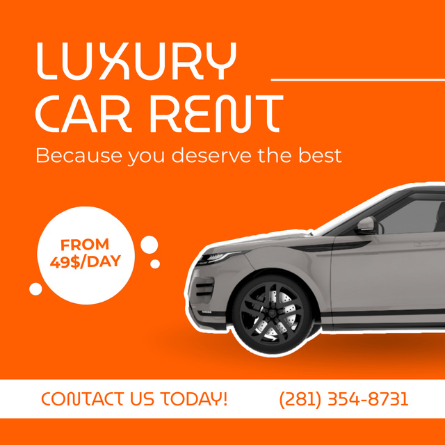 Luxury Car Rent Service With Daily Price Animated Postデザインテンプレート