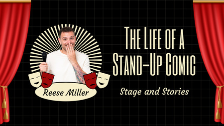 Stand-up Show Ad with Performer and Theatrical Masks Youtube Thumbnail Design Template