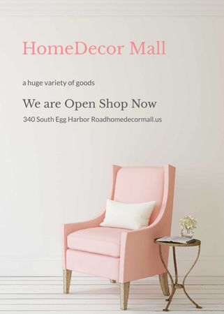 Platilla de diseño Furniture Store ad with Armchair in pink Flayer