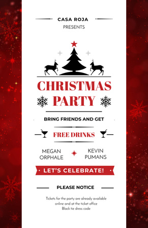 Christmas Party Announcement With Deer and Tree Invitation 5.5x8.5in Design Template