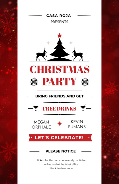 Heartwarming Christmas Party Announcement With Deer and Tree Invitation 5.5x8.5in Design Template