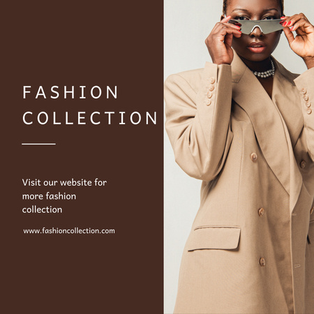 Platilla de diseño New Fashion Collection with Woman in Stylish Sunglasses and Jewelry Instagram
