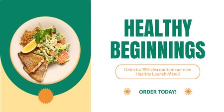 Healthy Food Offer Ad at Fast Casual Restaurant Twitter Design Template