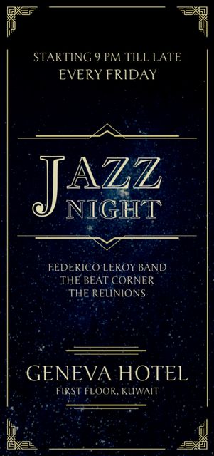 Jazz Night Announcement with Night Sky Flyer DIN Large – шаблон для дизайну