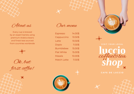 Coffee and Tea Shop Promotion Brochure Din Large Z-fold Design Template