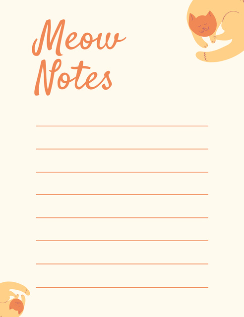 Cute Blank for Notes with Illustration of Cat Notepad 107x139mm tervezősablon