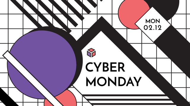 Cyber Monday Announcement on Bright Geometric Pattern FB event coverデザインテンプレート