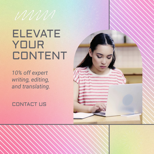 Expert Level Writing And Translating Service At Reduced Price Animated Post Design Template