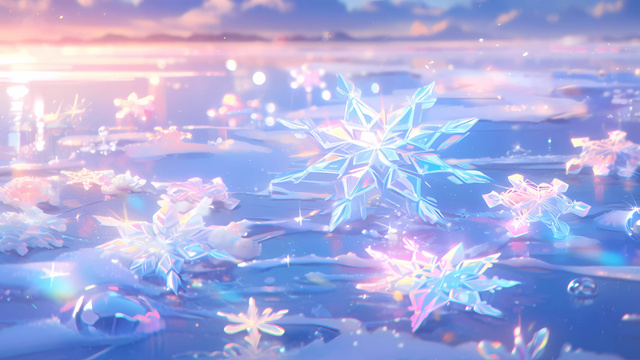 Modèle de visuel Patterned Snowflakes on Ice - Zoom Background