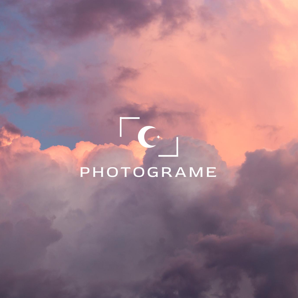 Photo Studio Services Offer with Pink Clouds Logo 1080x1080pxデザインテンプレート