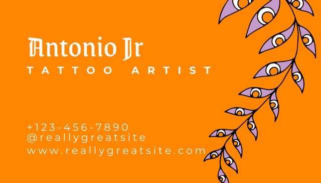 Illustrated Snail And Tattoo Studio Service Offer Business Card US Modelo de Design