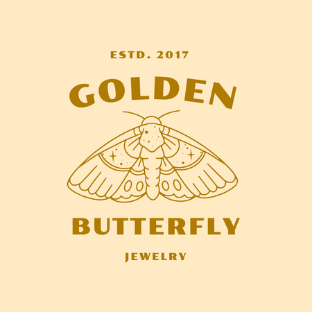 Jewelry Emblem with Butterfly Logo 1080x1080px Tasarım Şablonu