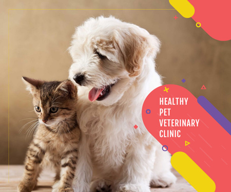 Plantilla de diseño de Oferta de Servicios de Clínica Veterinaria para Mascotas Medium Rectangle 