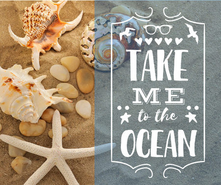 Travel inspiration with Shells on Sand Facebook Design Template