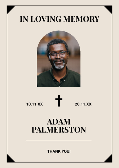 Template di design Memorial Card with Photo and Crosses Postcard A6 Vertical