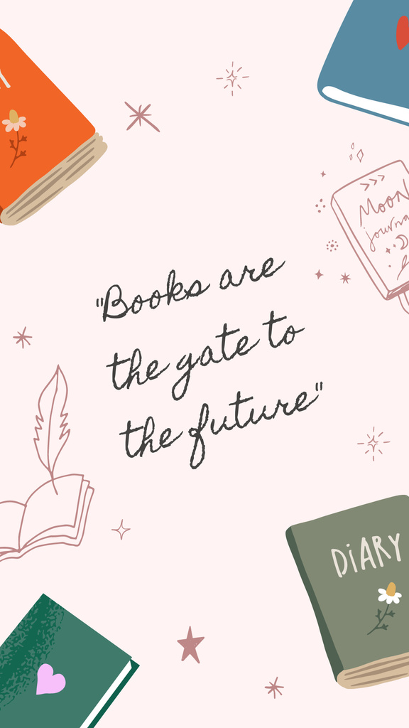 Motivational Phrase with Books Instagram Story tervezősablon