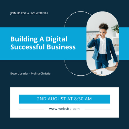 Criando um anúncio de treinamento de negócios digital bem-sucedido em azul LinkedIn post Modelo de Design