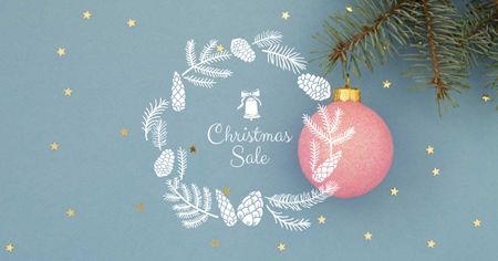 Plantilla de diseño de Christmas Sale Ad with Tree Ball Facebook AD 
