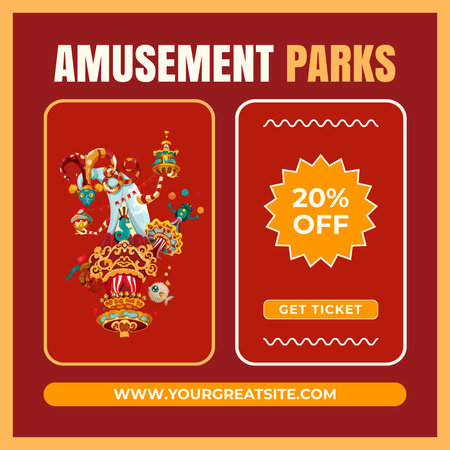 Platilla de diseño Pulse-pounding Attractions In Amusement Parks With Discount Instagram