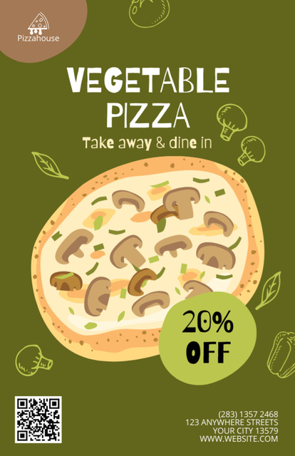 Vegetable Pizza Discount Offer Recipe Card Tasarım Şablonu