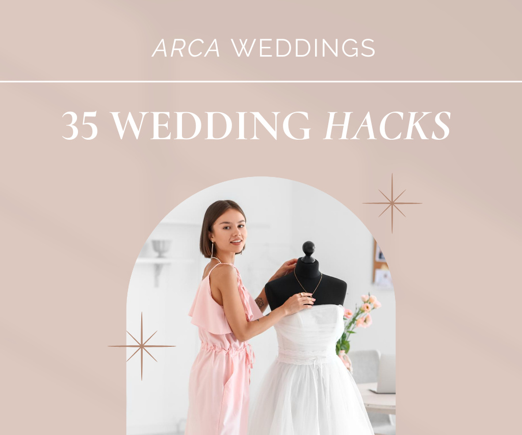 Wedding Hacks on Beige Large Rectangle tervezősablon