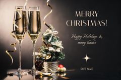Heartwarming Christmas Holiday Congratulations with Champagne In Glasses