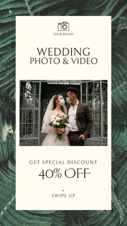 Oferecer descontos em fotos e filmagens de casamento Instagram Video Story Modelo de Design
