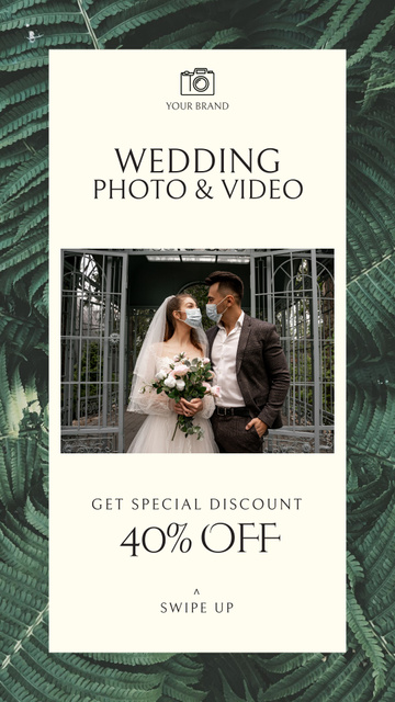 Offer Discounts on Wedding Photo and Video Shooting Instagram Video Story Šablona návrhu