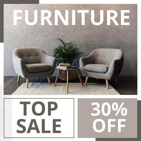 Modern Furniture Discount Offer with Stylish Armchairs Instagram Design Template